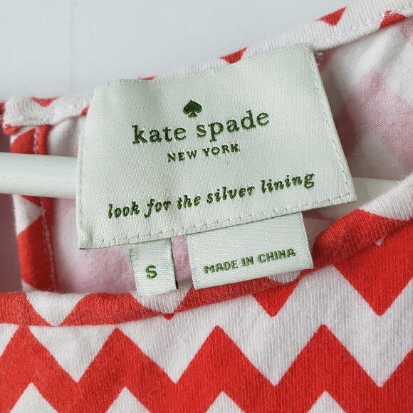 Kate Spade Leora Orange & White Chevron sleeveless  Dress size S - Picture 7 of 8